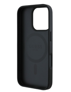 GUESS CARCASA MAGSAFE GRAINED PEONY TRIANGLE IPHONE 16 PRO NEGRO 2