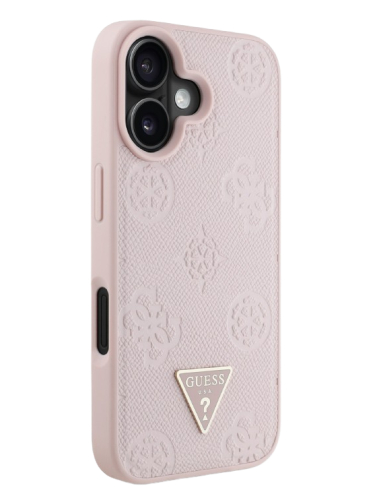 GUESS CARCASA MAGSAFE GRAINED PEONY TRIANGLE IPHONE 16 ROSA