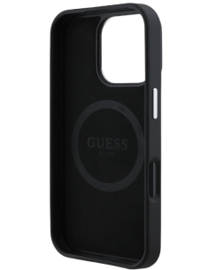 GUESS CARCASA MAGSAFE GRAINED TRIANGLE LOGO IPHONE 16 PRO MAX NEGRO 2