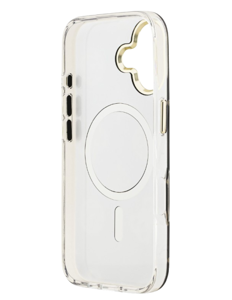 GUESS CARCASA MAGSAFE MIRROR GLITTER IPHONE 16 DORADO