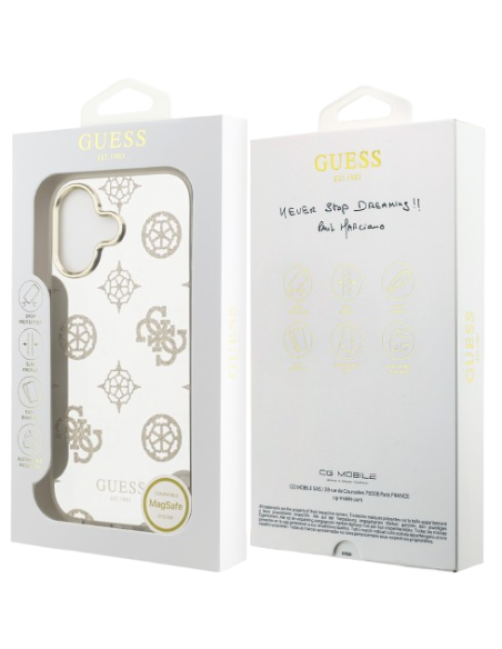 GUESS CARCASA MAGSAFE MIRROR GLITTER IPHONE 16 DORADO