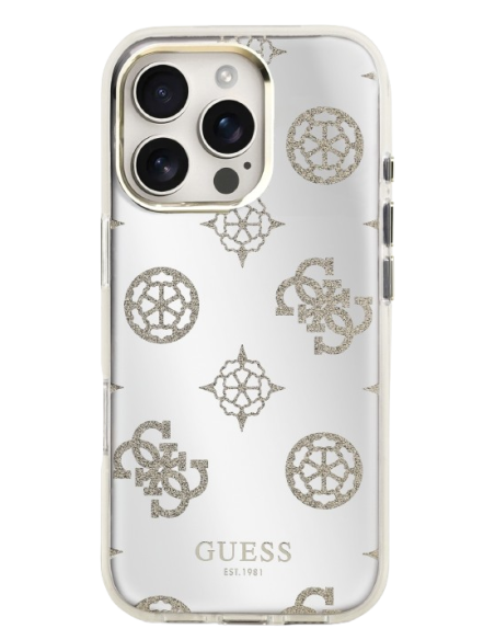 GUESS CARCASA MAGSAFE MIRROR GLITTER IPHONE 16 PRO MAX DORADO