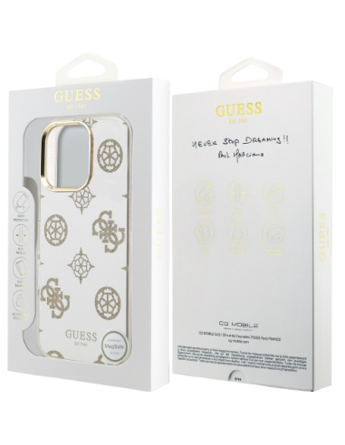 GUESS CARCASA MAGSAFE MIRROR GLITTER IPHONE 16 PRO MAX DORADO