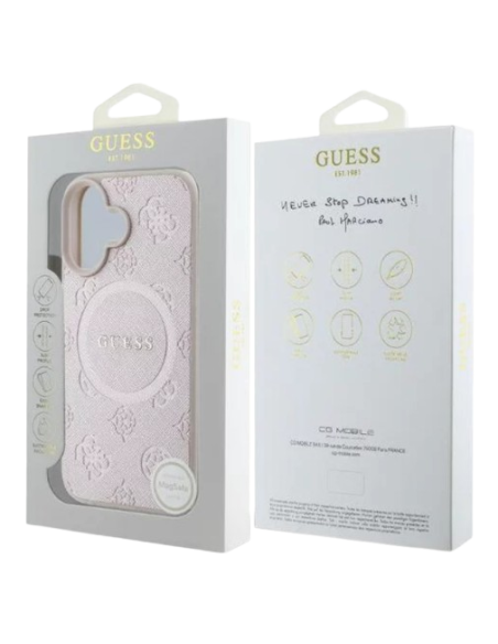 GUESS CARCASA MAGSAFE PEONY CLASSIC IPHONE 16 ROSA