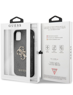 GUESS CARCASA METAL LOGO IPHONE 11 GRIS 2