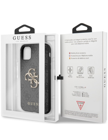 GUESS CARCASA METAL LOGO IPHONE 11 GRIS