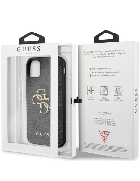 GUESS CARCASA METAL LOGO IPHONE 11 GRIS