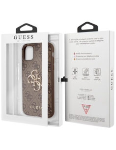 GUESS CARCASA METAL LOGO IPHONE 11 MARRON 2