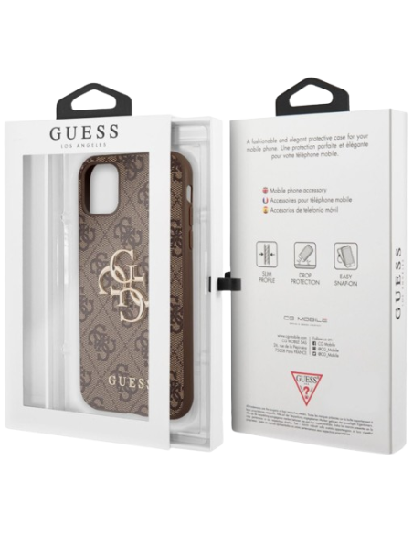 GUESS CARCASA METAL LOGO IPHONE 11 MARRON