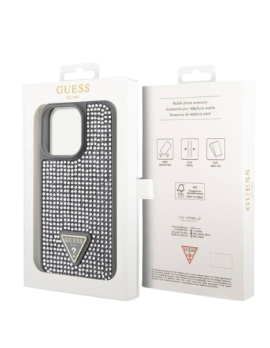 GUESS CARCASA RHINESTONE IPHONE 16 PLATA