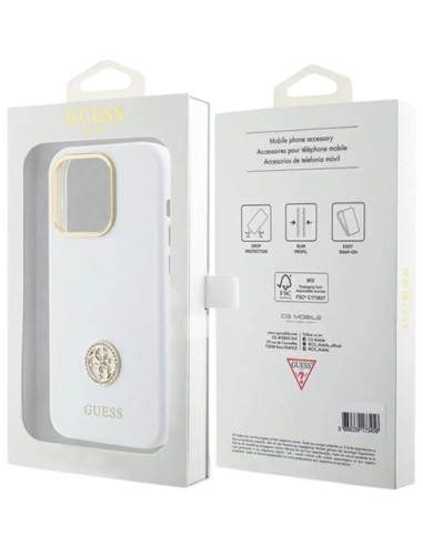 GUESS CARCASA SILICONE STRASS IPHONE 14 PRO MAX BLANCO