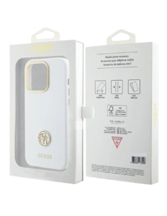 GUESS CARCASA SILICONE STRASS IPHONE 16 BLANCO 2