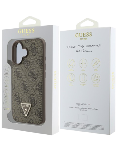 GUESS CARCASA TRIANGLE STRASS IPHONE 16 PLUS MARRON