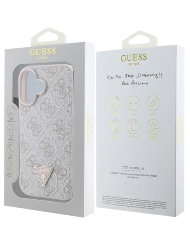 GUESS CARCASA TRIANGLE STRASS IPHONE 16 PLUS ROSA