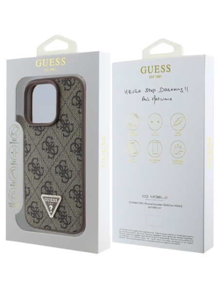 GUESS CARCASA TRIANGLE STRASS IPHONE 16 PRO MAX MARRON