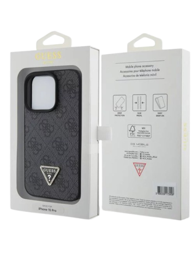 GUESS CARCASA TRIANGLE STRASS IPHONE 16 PRO MAX NEGRO