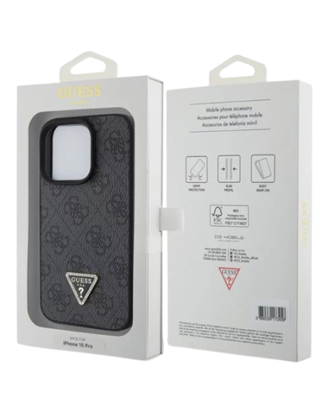 GUESS CARCASA TRIANGLE STRASS IPHONE 16 PRO MAX NEGRO
