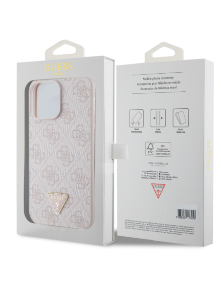 GUESS CARCASA TRIANGLE STRASS IPHONE 16 PRO MAX ROSA