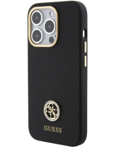 GUESS CARCASA SILICONE STRASS IPHONE 15 PRO NEGRO
