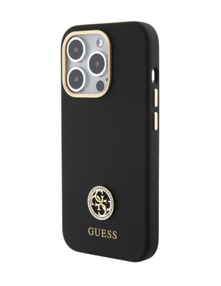 GUESS CARCASA SILICONE STRASS IPHONE 15 PRO NEGRO