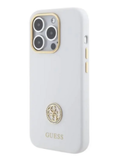 GUESS CARCASA SILICONE STRASS IPHONE 16 BLANCO