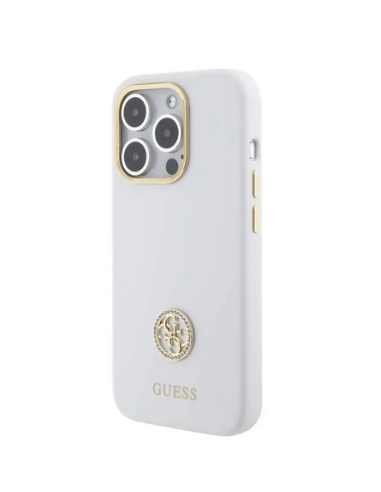 GUESS CARCASA SILICONE STRASS IPHONE 16 BLANCO