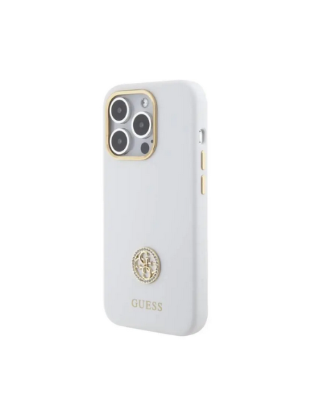 GUESS CARCASA SILICONE STRASS IPHONE 16 BLANCO