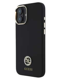 GUESS CARCASA SILICONE STRASS IPHONE 16 PLUS NEGRO
