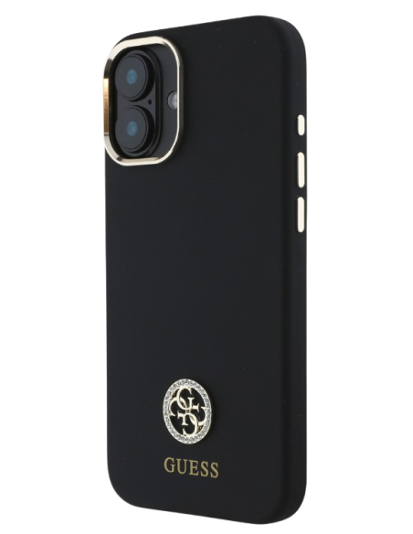 GUESS CARCASA SILICONE STRASS IPHONE 16 PLUS NEGRO