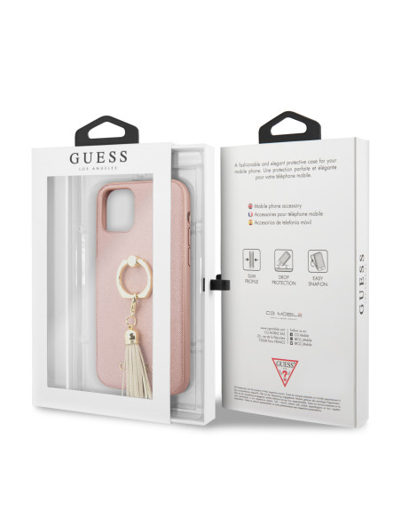 GUESS carcasa 'SAFFIANO' IPhone 11 PRO ROSA con anillo