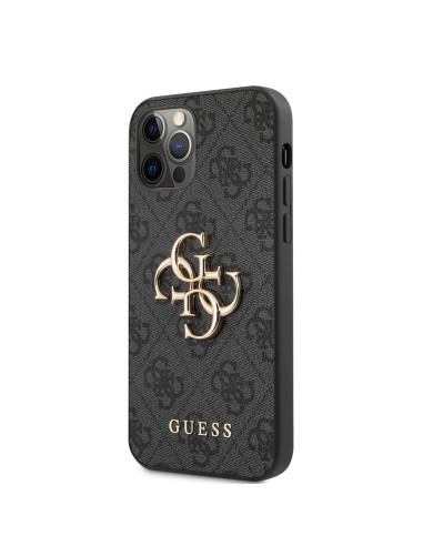 GUESS carcasa METAL LOGO IPHONE 12 PRO MAX GRIS