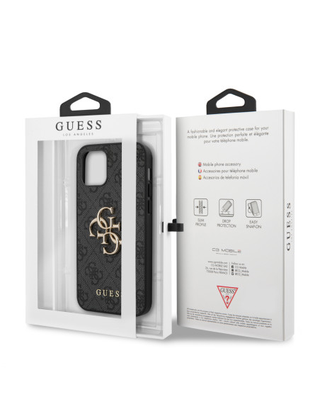 GUESS carcasa METAL LOGO IPHONE 12 PRO MAX GRIS