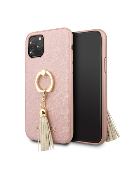 GUESS carcasa 'SAFFIANO' IPhone 11 PRO ROSA con anillo