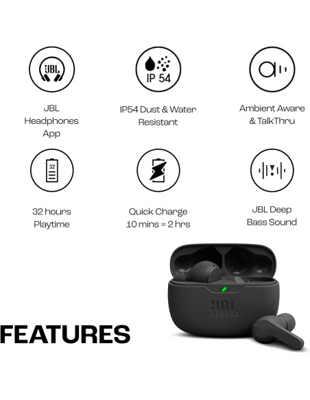 JBL AURICULAR BLUETOOTH WAVE BEAM NEGRO