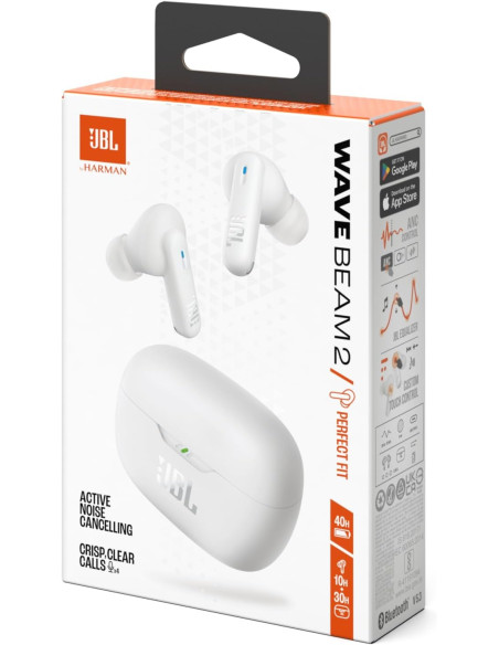 JBL AURICULAR CANCELACION RUIDO WAVE BEAM 2 BLANCO