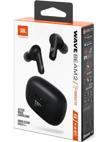 JBL AURICULAR CANCELACION RUIDO WAVE BEAM 2 NEGRO