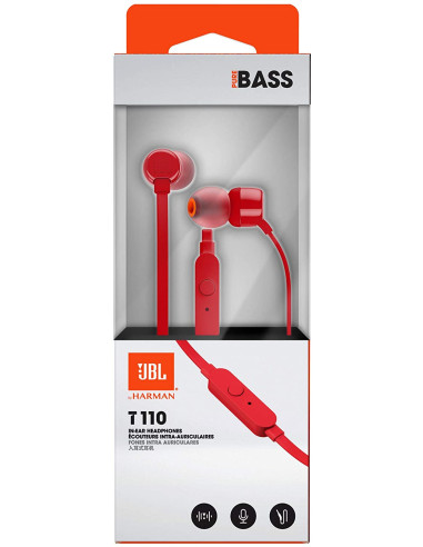 JBL AURICULAR TUNE T110 ROJO