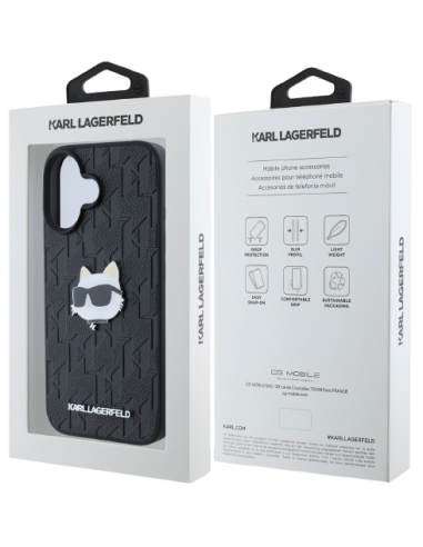 KARL LAGERFELD CARCASA CHOUPETTE PIN IPHONE 16 PLUS NEGRO