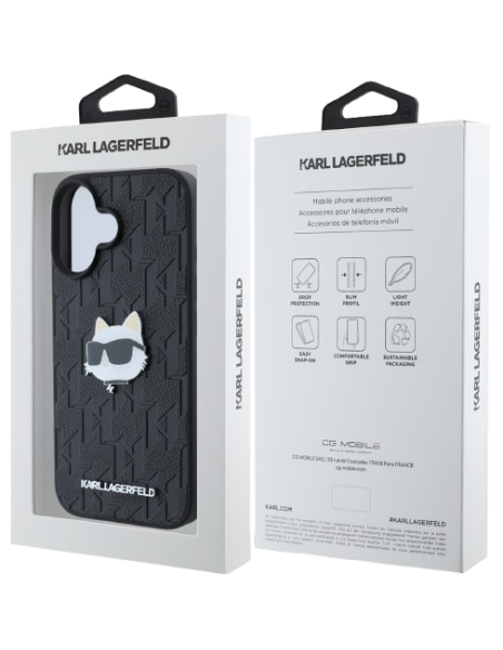 KARL LAGERFELD CARCASA CHOUPETTE PIN IPHONE 16 PLUS NEGRO