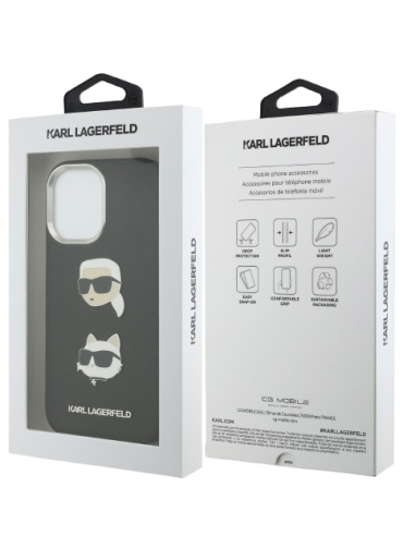 KARL LAGERFELD CARCASA GRAINED K&C HEADS IPHONE 17 NEGRO