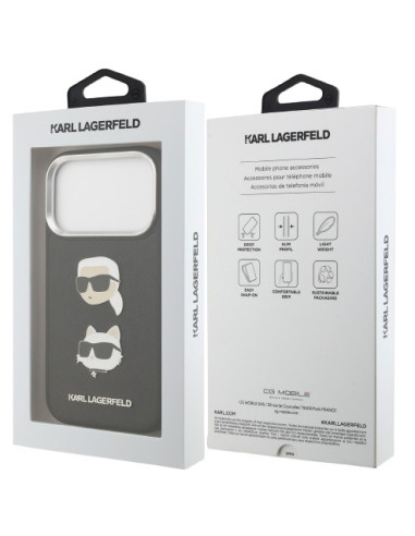 KARL LAGERFELD CARCASA GRAINED K&C HEADS IPHONE 17 PRO NEGRO