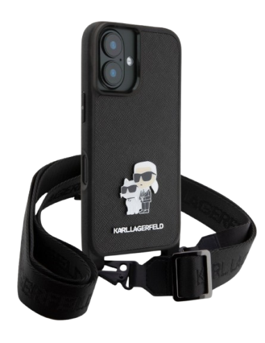 KARL LAGERFELD CARCASA K&C CROSSBODY IPHONE 16 NEGRO