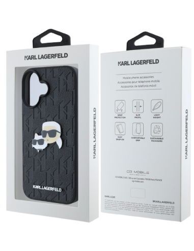 KARL LAGERFELD CARCASA K&C HEADS IPHONE 16 PLUS NEGRO