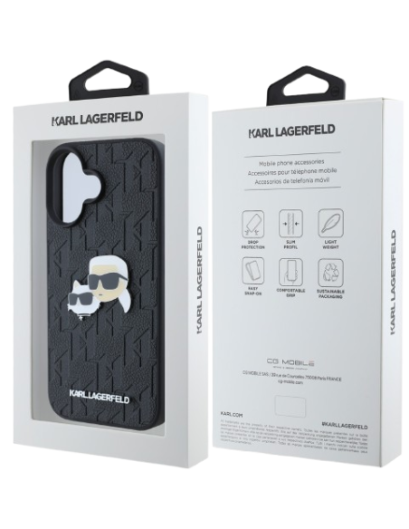 KARL LAGERFELD CARCASA K&C HEADS IPHONE 16 PLUS NEGRO