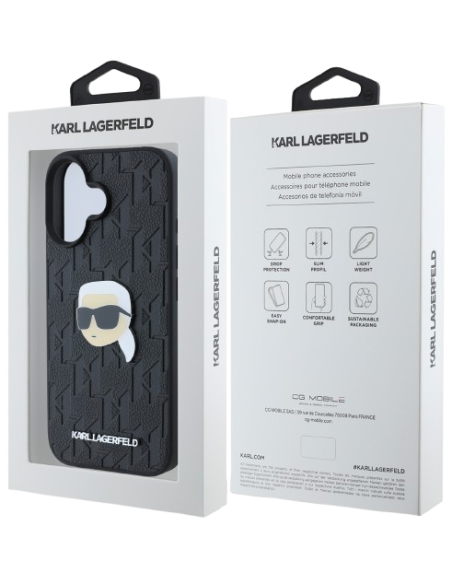 KARL LAGERFELD CARCASA KARL PIN IPHONE 16 PLUS NEGRO