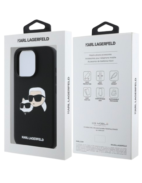 KARL LAGERFELD CARCASA MAGSAFE K&C HEADS IPHONE 16 PRO MAX NEGRO