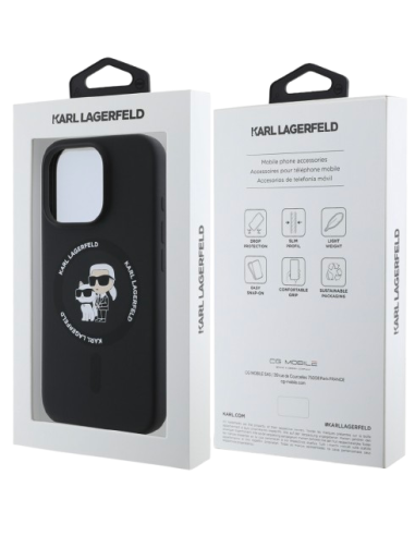 KARL LAGERFELD CARCASA MAGSAFE K&C IPHONE 16 PRO MAX NEGRO