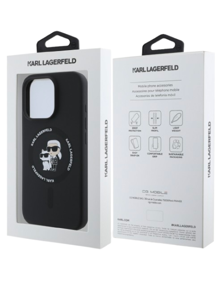 KARL LAGERFELD CARCASA MAGSAFE K&C IPHONE 16 PRO MAX NEGRO