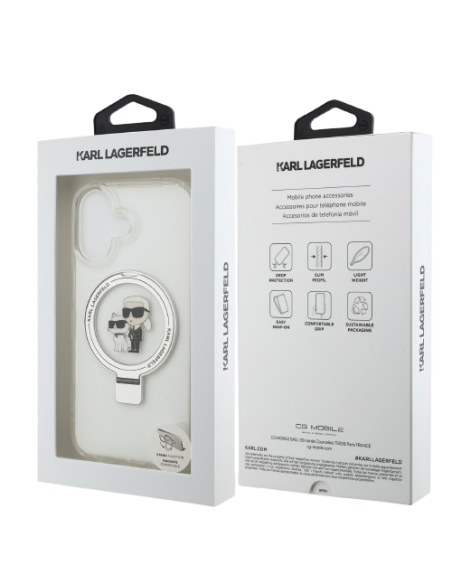 KARL LAGERFELD CARCASA MAGSAFE RINGSTAND IPHONE 17 BLANCO