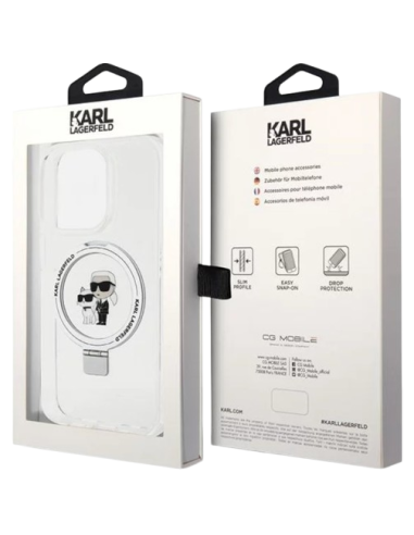 KARL LAGERFELD CARCASA MAGSAFE RINGSTAND KC IPHONE 16 BLANCO